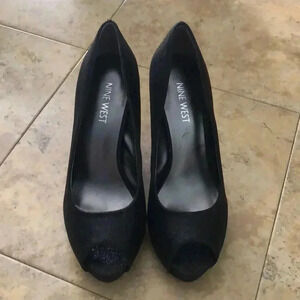Nine West Black Peep-Toe Pumps